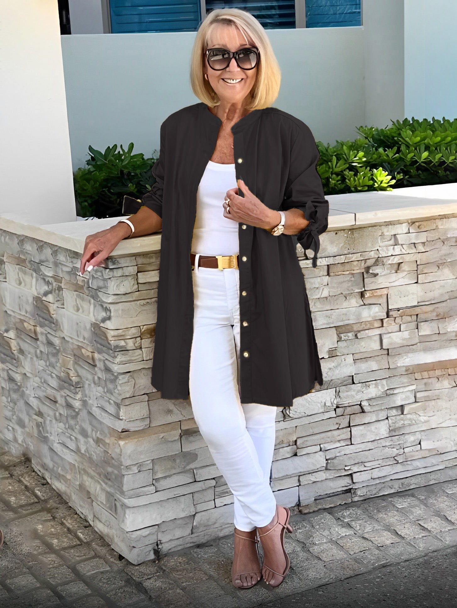 Liora - Veste Chemise Longue Boutonnée en Coton (Aujourd'hui seulement : 1 acheté = 1 offert !)