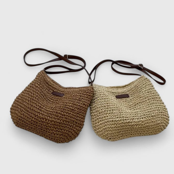 Mirelina - Sac femme bandoulière raphia tressé style boho naturel