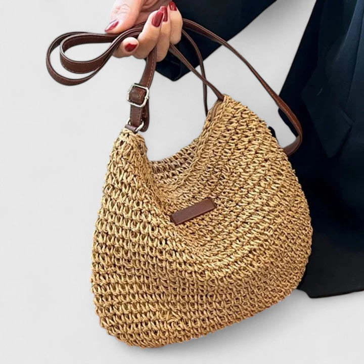 Mirelina - Sac femme bandoulière raphia tressé style boho naturel