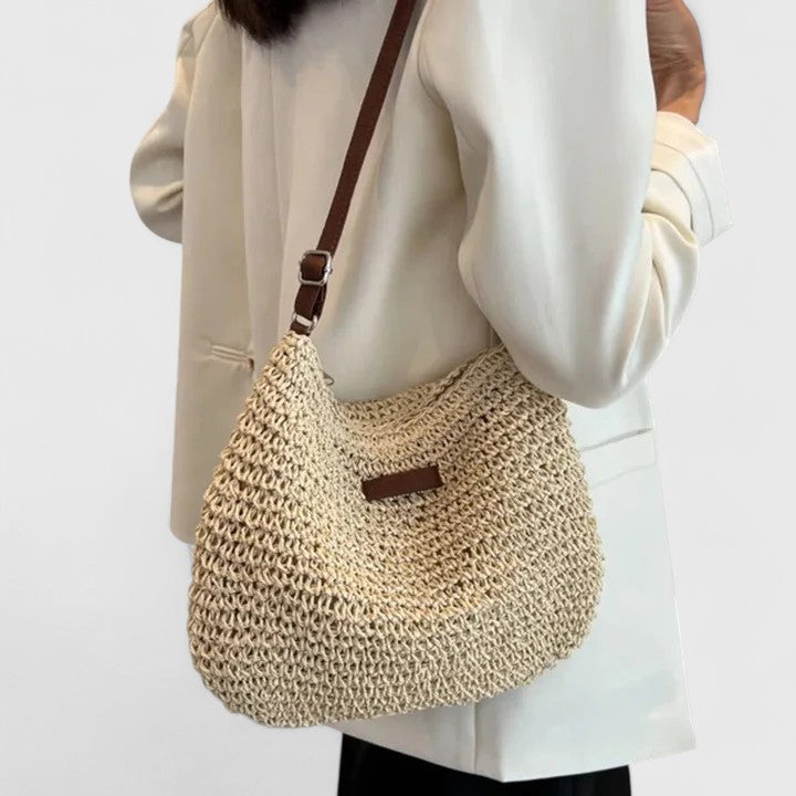 Mirelina - Sac femme bandoulière raphia tressé style boho naturel