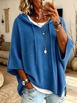 Vérène - Pull à capuche femme oversize en maille douce