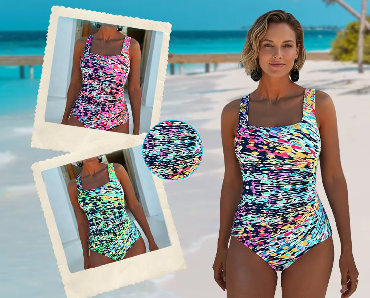 Kinsley - Maillot de Bain Une Pièce Imprimé Graphique Multicolore
