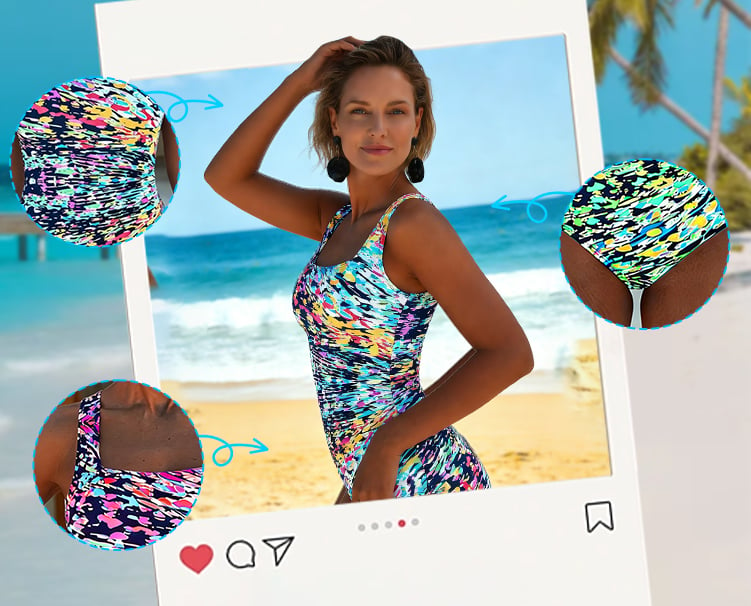 Kinsley - Maillot de Bain Une Pièce Imprimé Graphique Multicolore