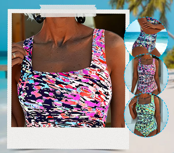 Kinsley - Maillot de Bain Une Pièce Imprimé Graphique Multicolore