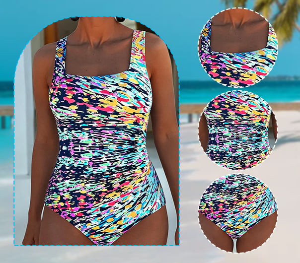 Kinsley - Maillot de Bain Une Pièce Imprimé Graphique Multicolore