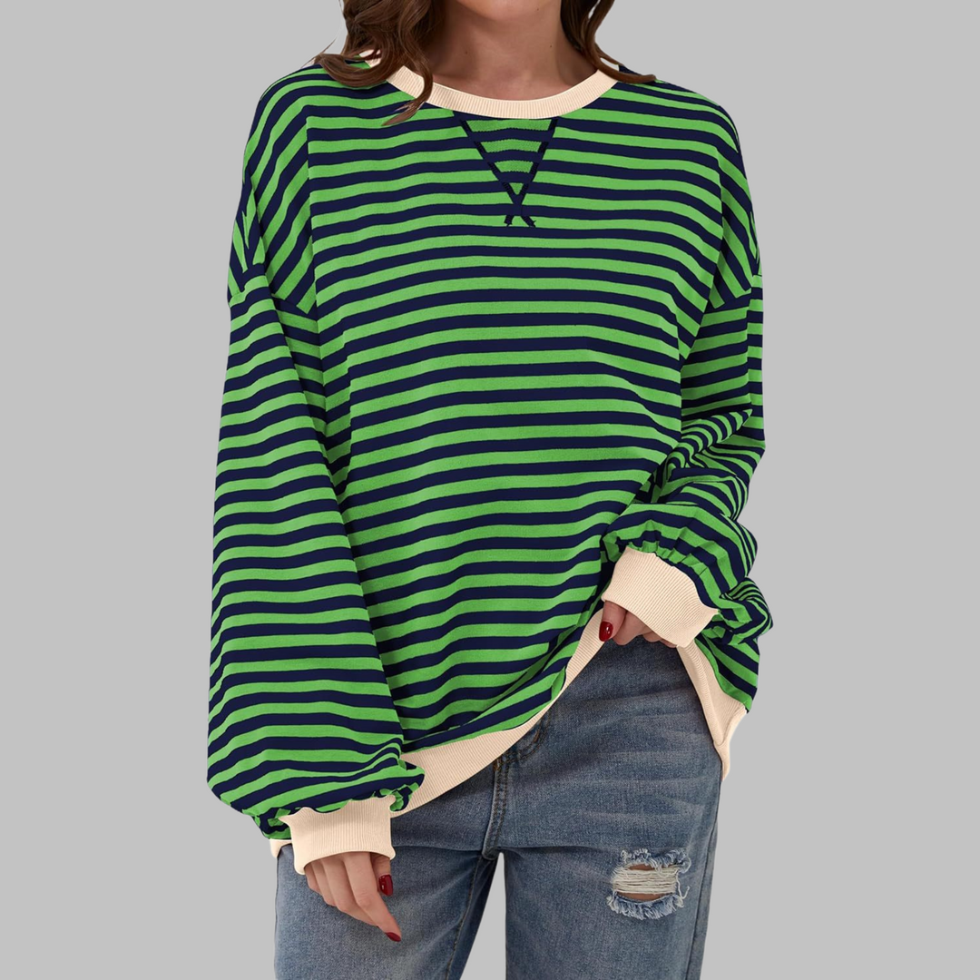 Helyria - Pull femme rayé oversize confortable style décontracté hiver