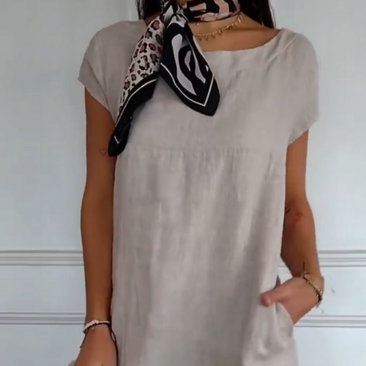 Jurelia - Robe en Lin à Encolure Ronde