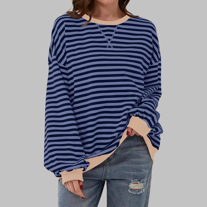Helyria - Pull femme rayé oversize confortable style décontracté hiver