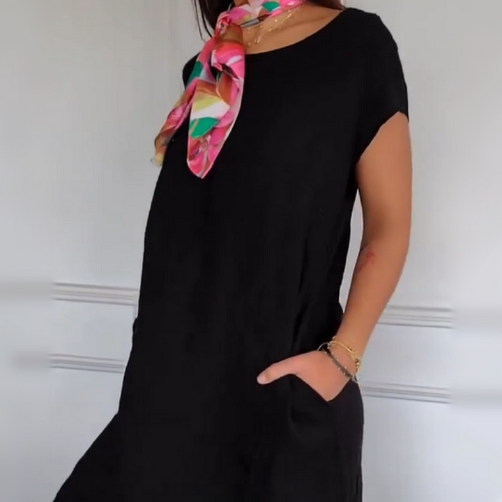 Jurelia - Robe en Lin à Encolure Ronde