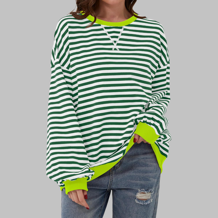 Helyria - Pull femme rayé oversize confortable style décontracté hiver