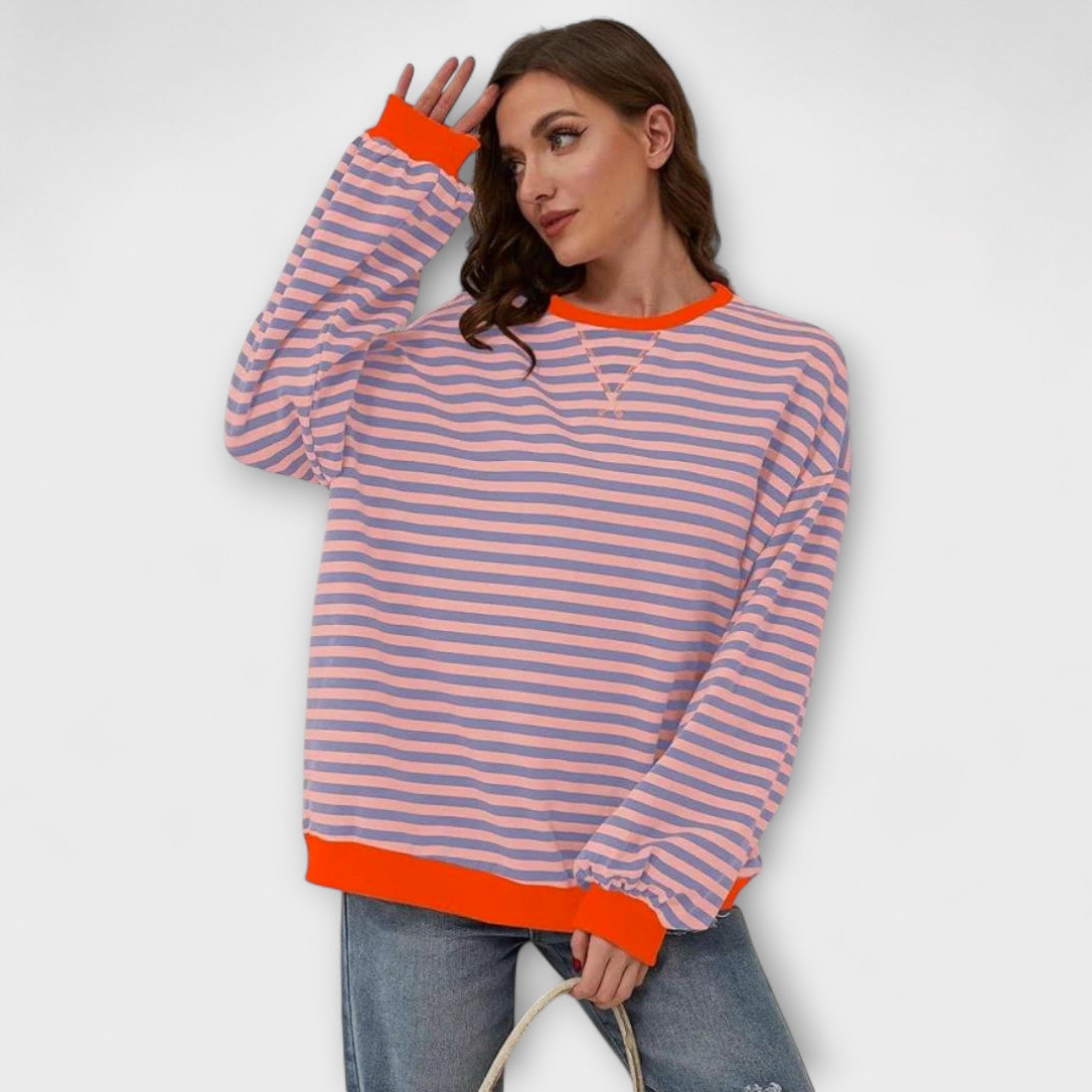 Janelisse - Pull Rayé Décontracté en Maille Douce