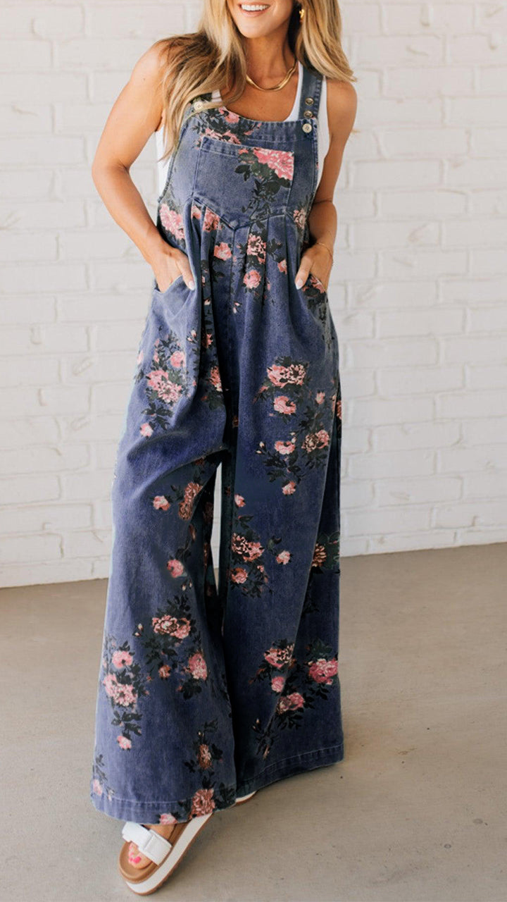 Elaria - Combinaison en Jean pour Femme avec Imprimé et Poches