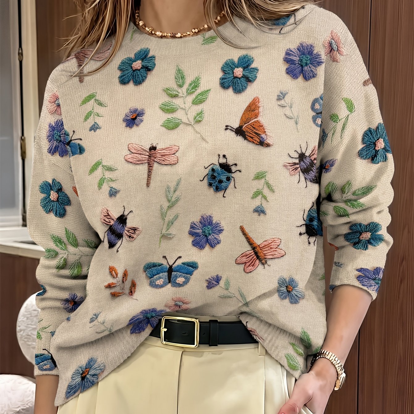 Fiorika - Pull Brodé Nature Élégante
