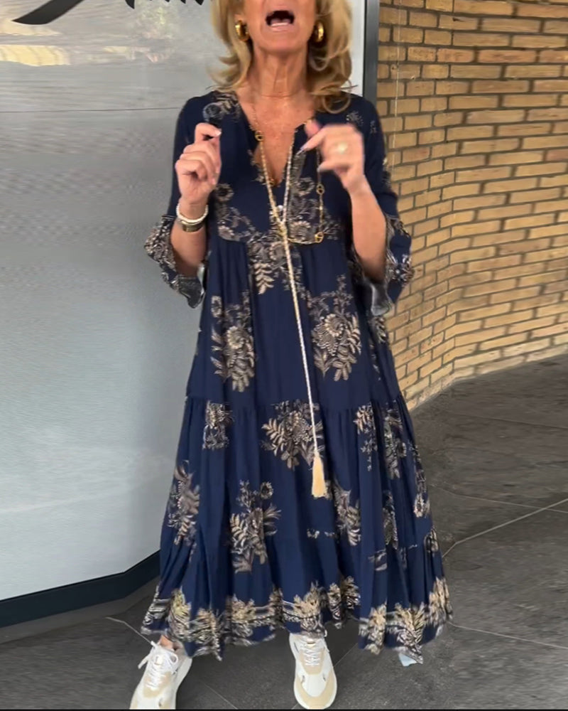 Meline - Robe Vintage Ample à Col V