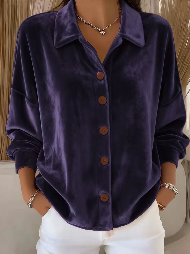 Navyne - Blouse en Velours Élégante à Boutons