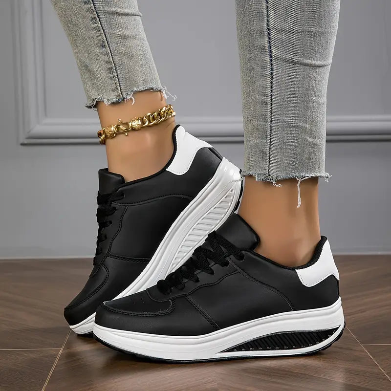 Brelina - Baskets femme plateforme lacets cuir synthétique confort quotidien
