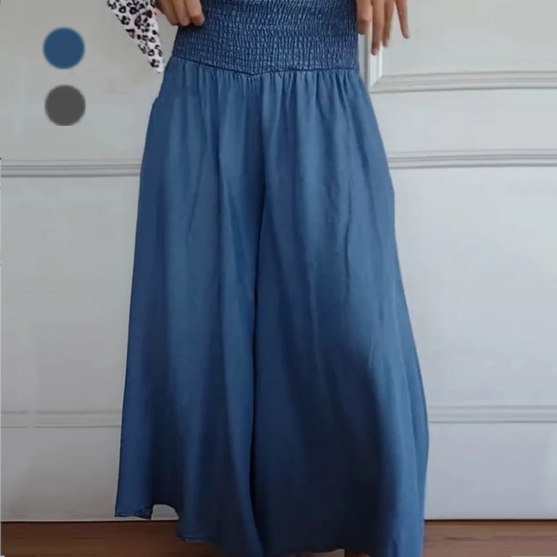Pravina - Jean Femme Taille Haute à Jambes Larges