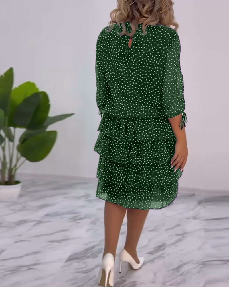 Fallon - Robe femme à pois avec manches en dentelle