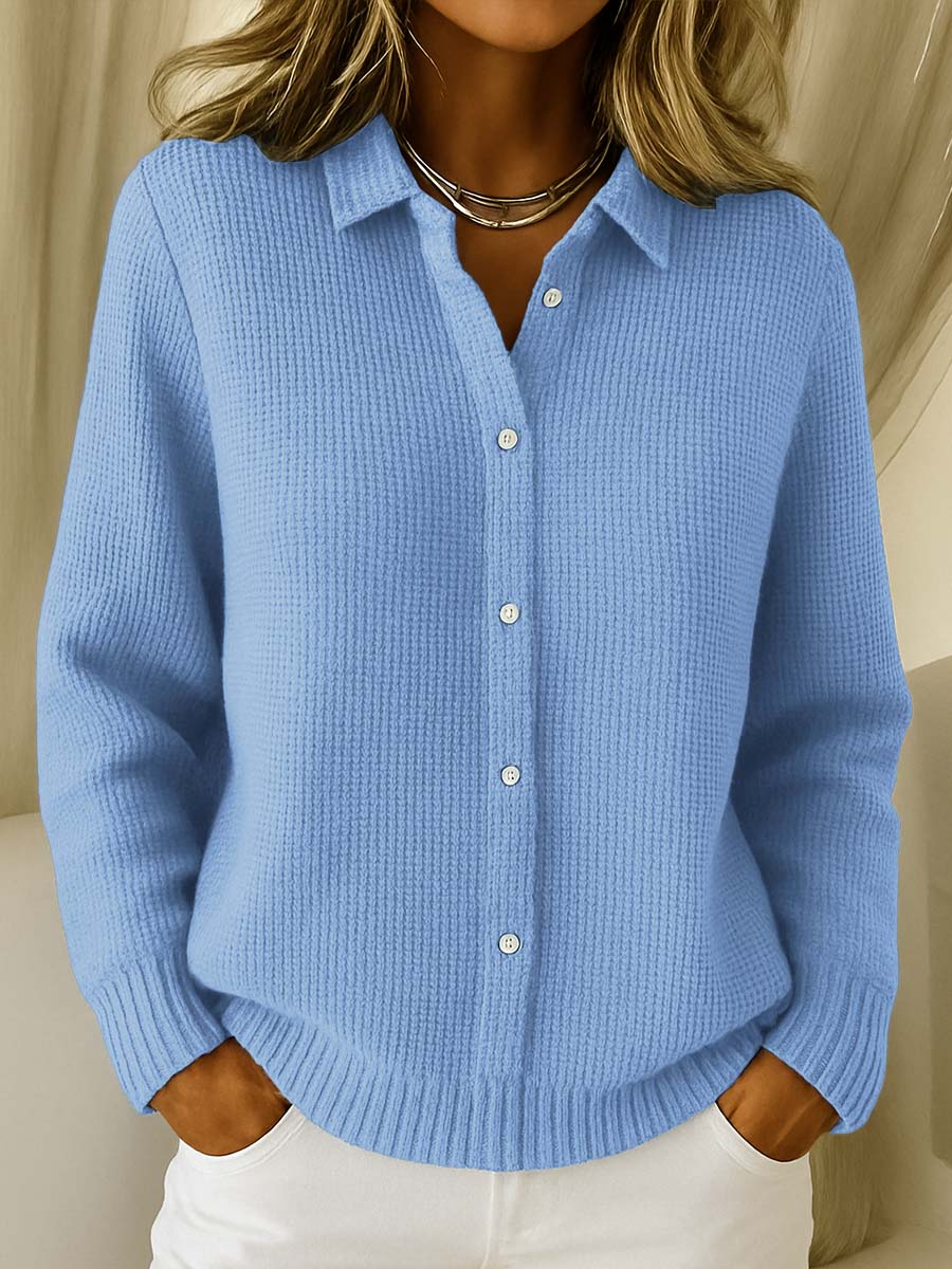 Rhosalyn - Cardigan Chic à Col Chemise et Manches Longues