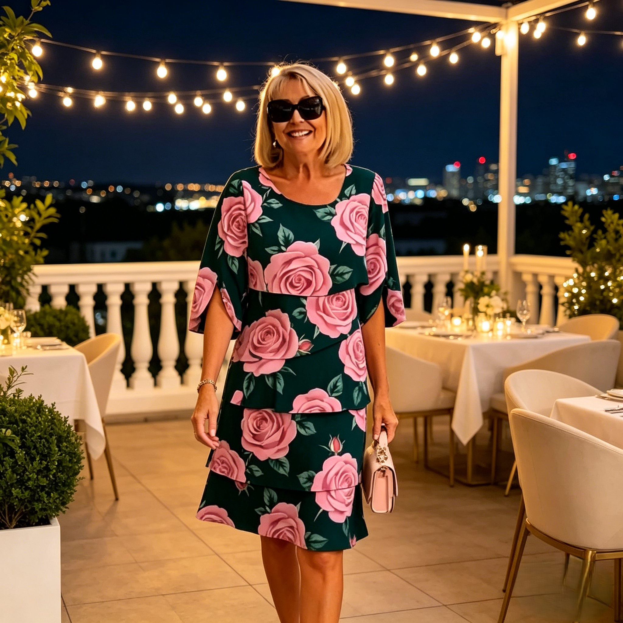Qyvelle - Robe Femme Imprimé Floral Coupe Ample Manches Fluides Style Élégant