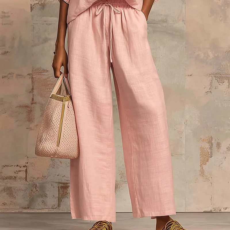 Calyndra -  Ensemble femme deux pièces uni avec haut zippé et pantalon large