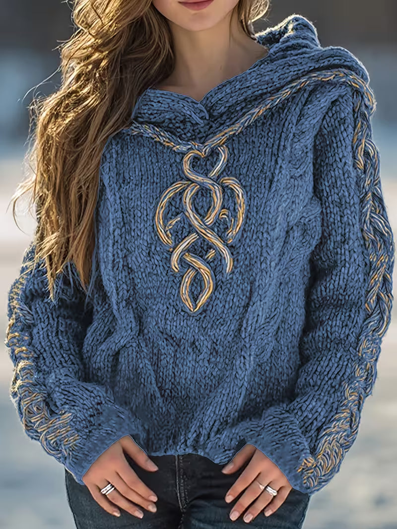 Helmira - Pull Tricoté à Capuche Motif Tressé