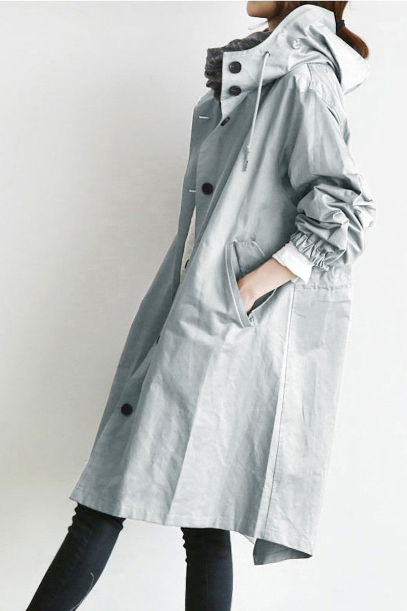 Henriette - Cardigan long femme élégant à col et poches