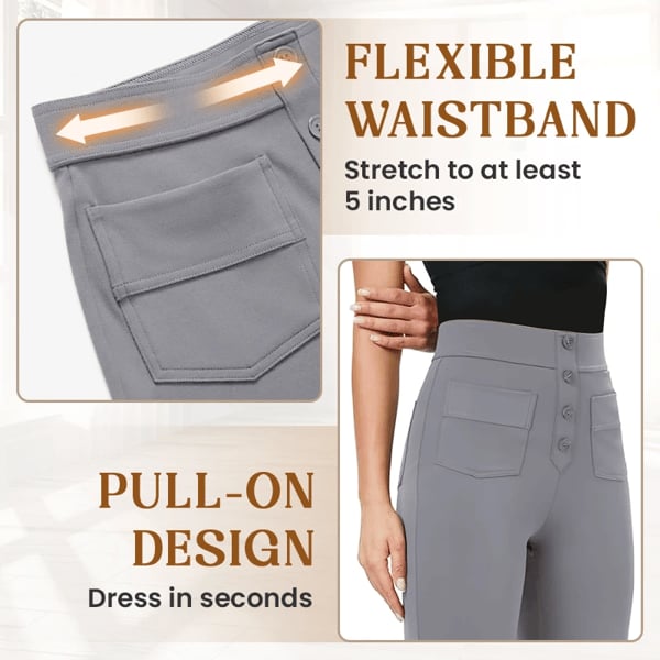Nara - Haute élasticité - Pantalon décontracté taille haute à jambe droite