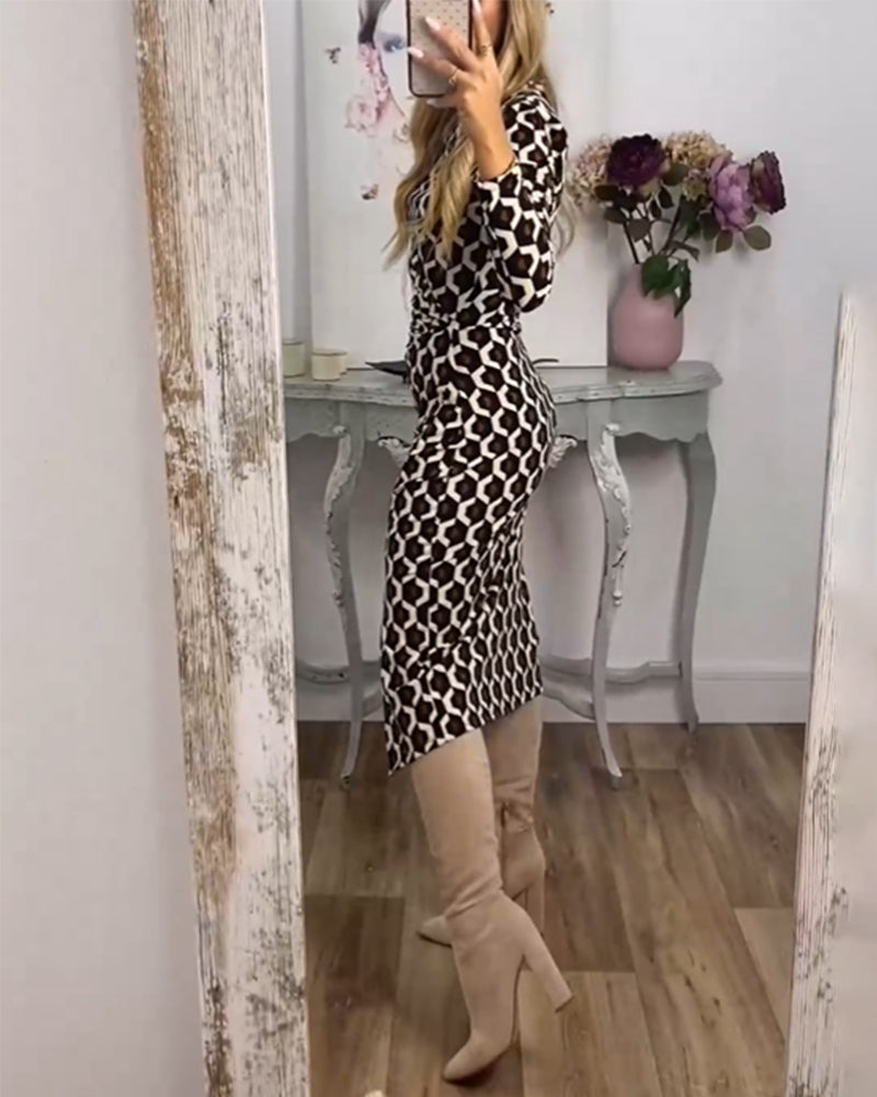 Camille - Robe slim vintage à col rond