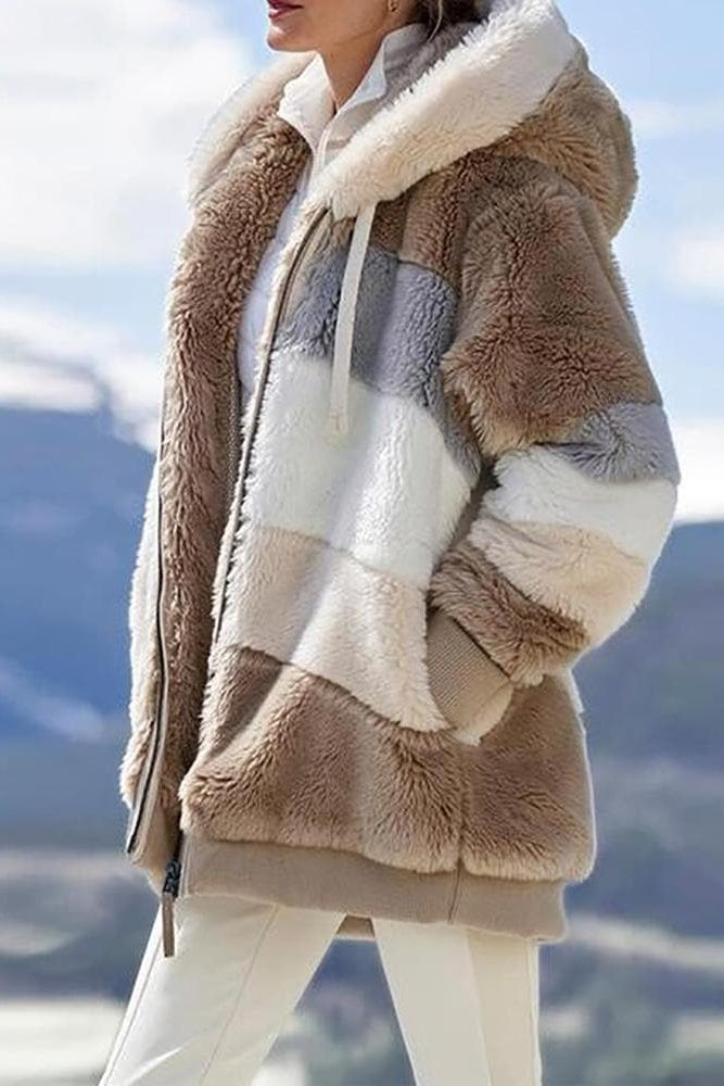 Ambre - Veste femme chaude à capuche zippée avec poches