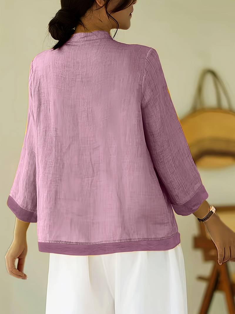 Celmira - Chemise Vintage Ample à Fermeture Nouée