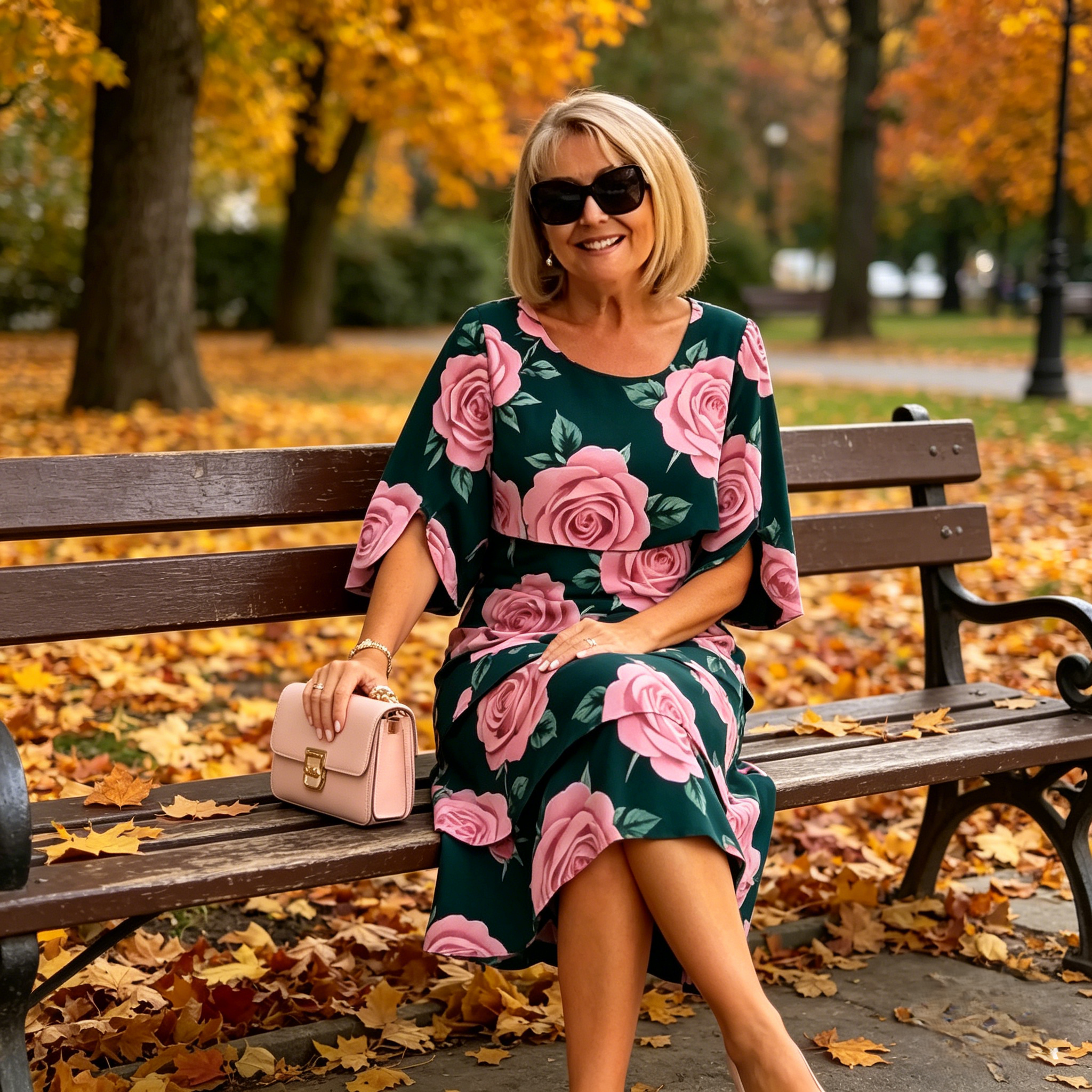 Qyvelle - Robe Femme Imprimé Floral Coupe Ample Manches Fluides Style Élégant