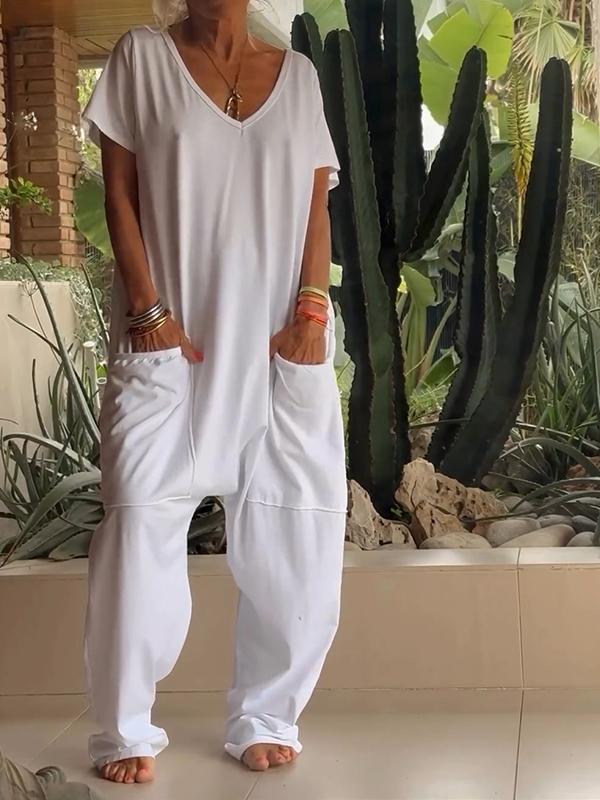 Zaria - Combinaison Élégante à Col V : Un Style Simple, Sophistiqué et Polyvalent
