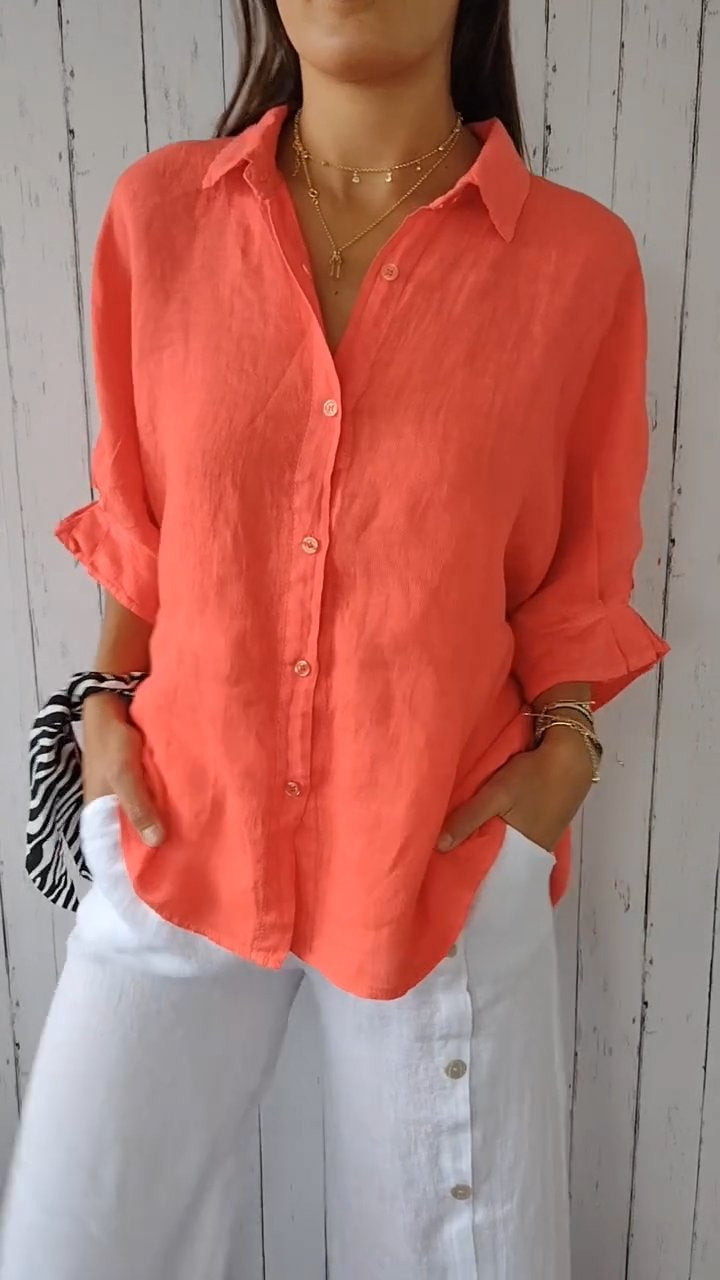 Delphira - Chemise en coton et lin nouée dans le dos