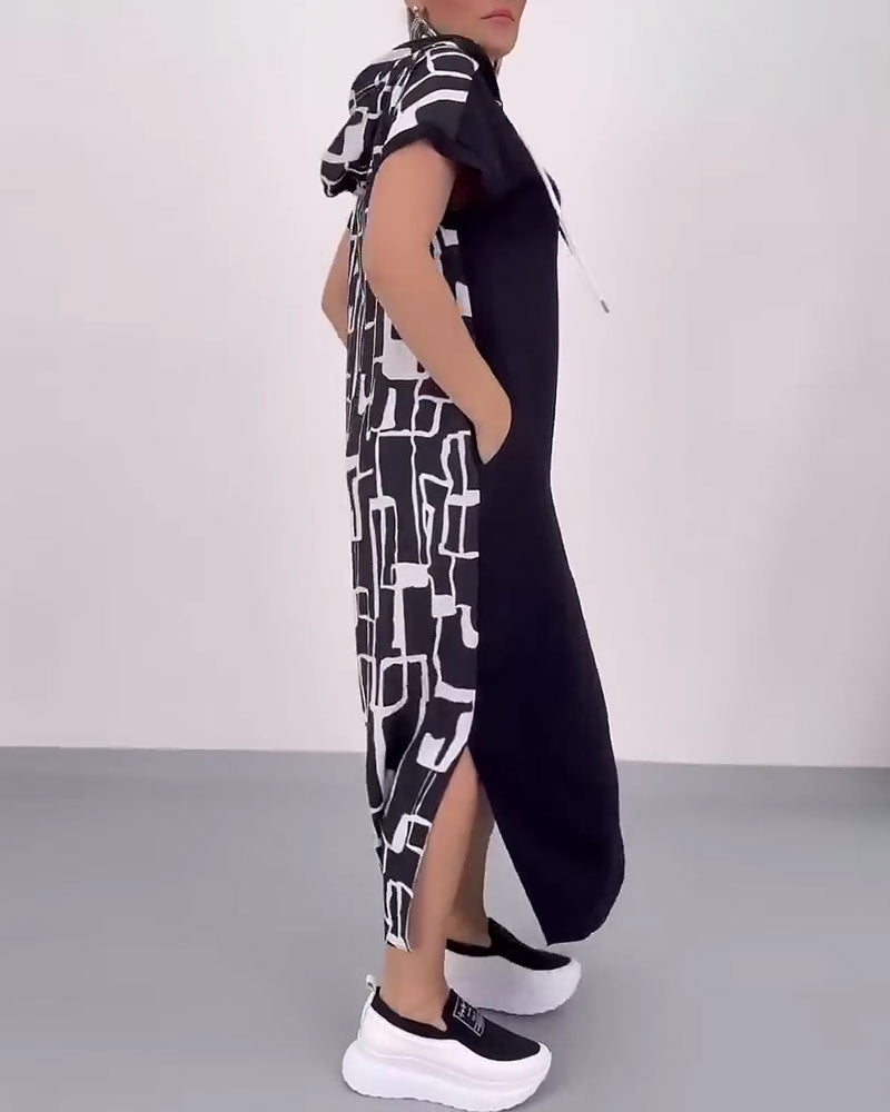 Ilana - Robe Maxi à Contrastes et Fermeture Éclair