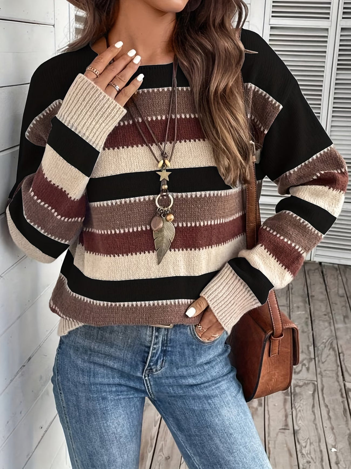 Lucette - Pull femme rayé en maille à manches longues