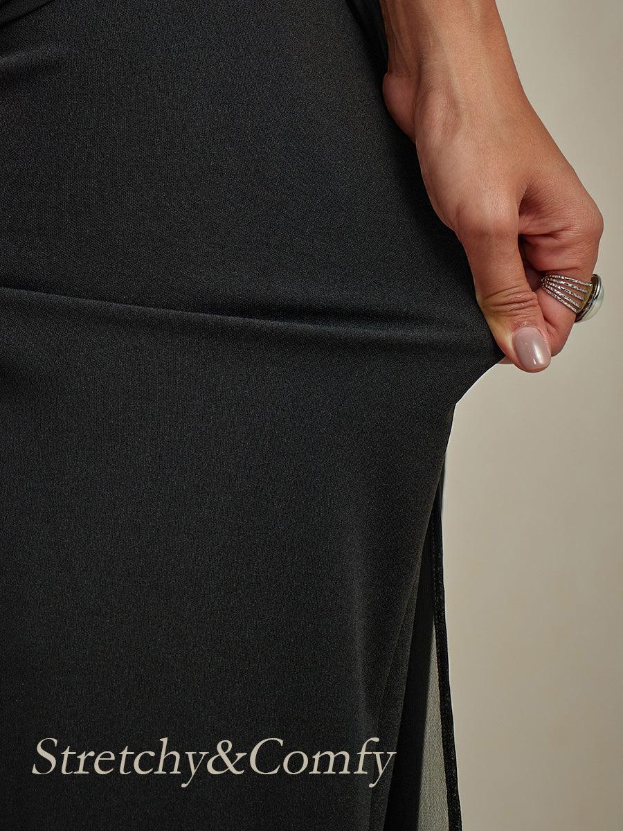 Marilivra - Pantalon À Jambes Droites Avec Fente En Chiffon
