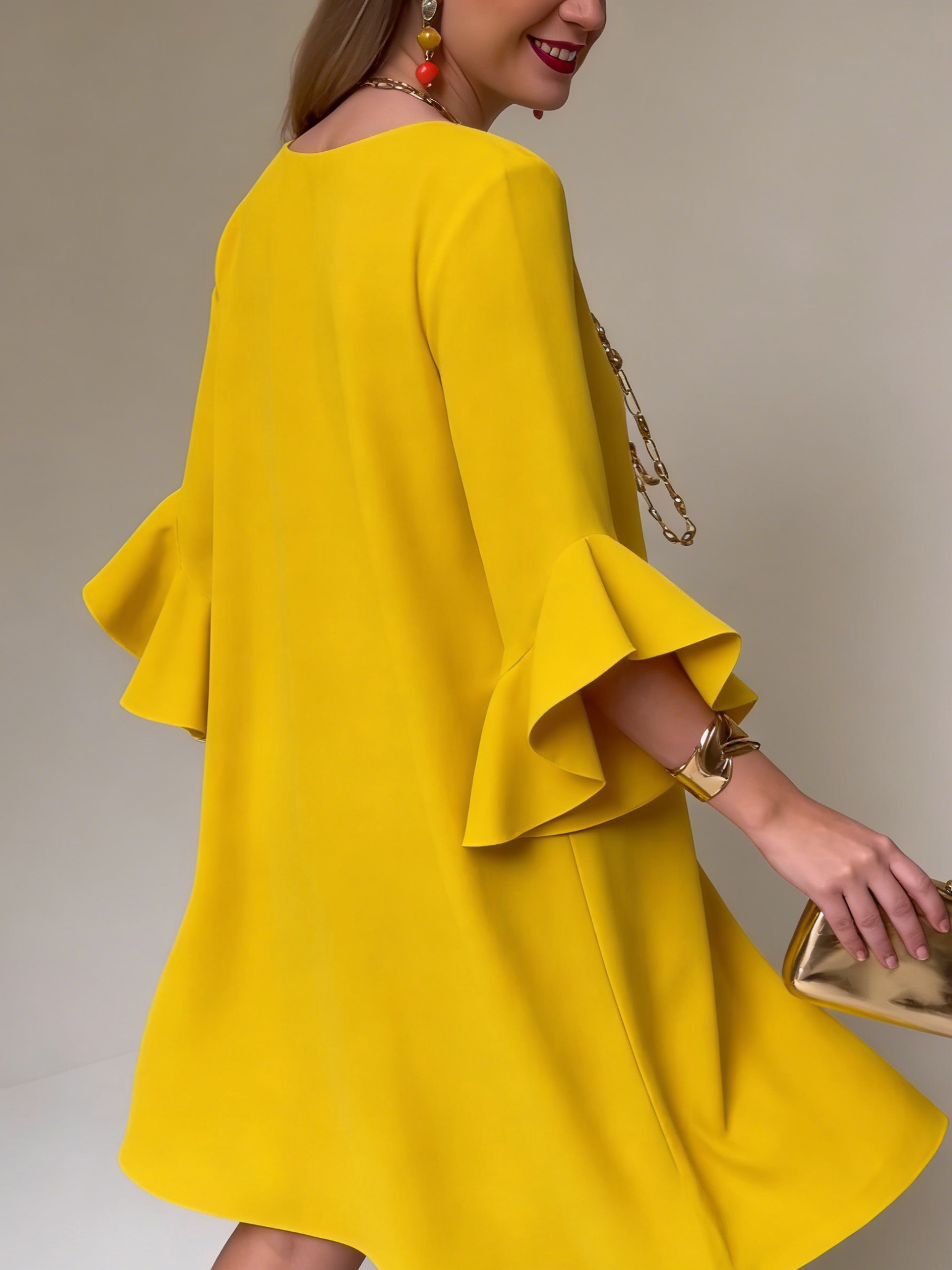 Eryza - Robe Femme Fluide Manches à Volants Coupe Confort Style Élégant
