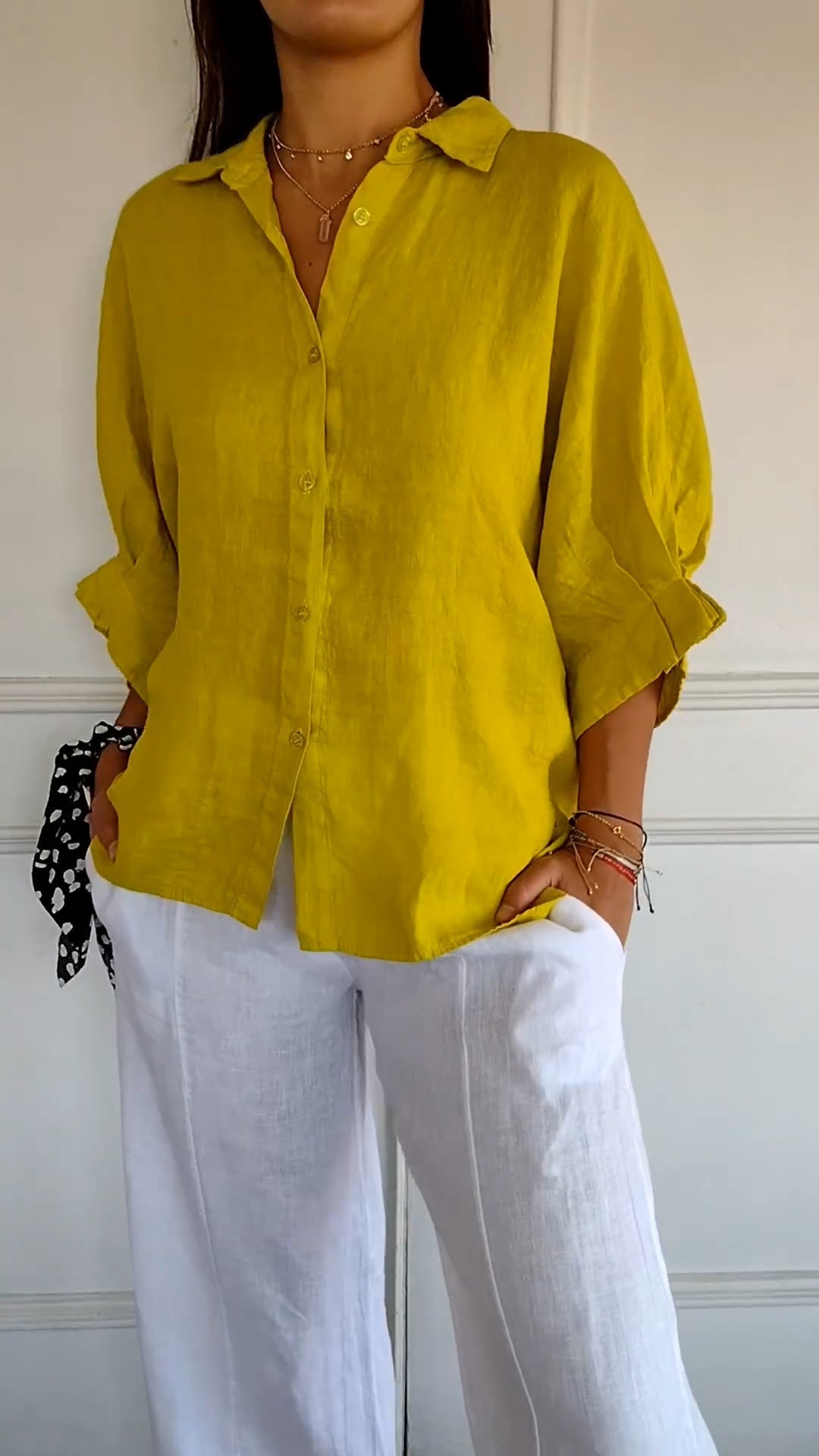 Delphira - Chemise en coton et lin nouée dans le dos