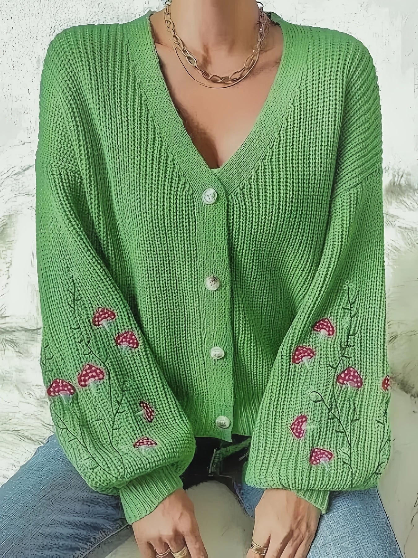 Romilly - Cardigan Brodé Champignon