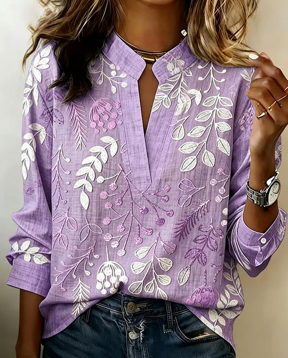 Pelyxa - Blouse femme florale coton coupe régulière élégante été