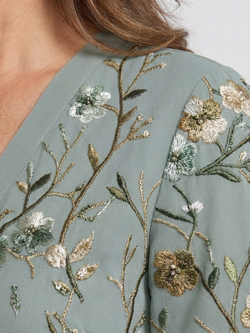 Élodie – Robe longue fleurie col V