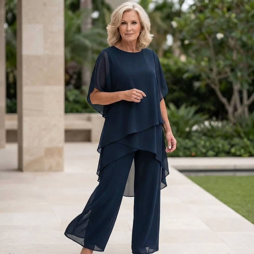 Eryndra - Ensemble Élégant Femme avec Pantalon Palazzo Drapé