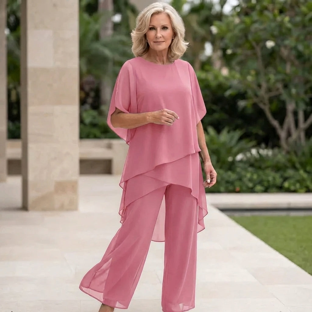 Eryndra - Ensemble Élégant Femme avec Pantalon Palazzo Drapé