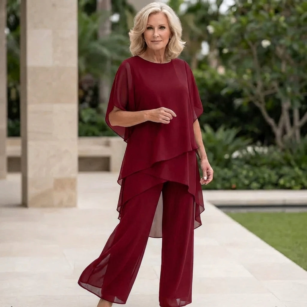 Eryndra - Ensemble Élégant Femme avec Pantalon Palazzo Drapé