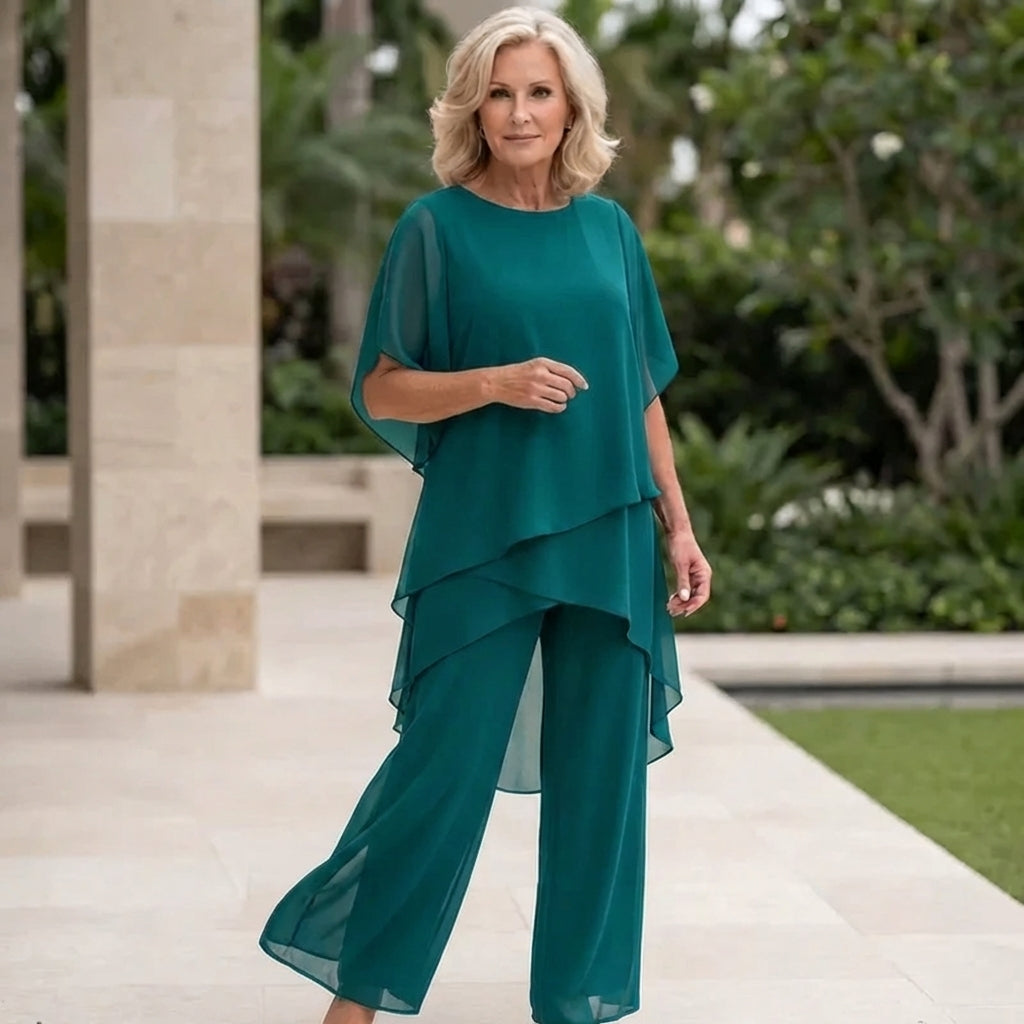 Eryndra - Ensemble Élégant Femme avec Pantalon Palazzo Drapé
