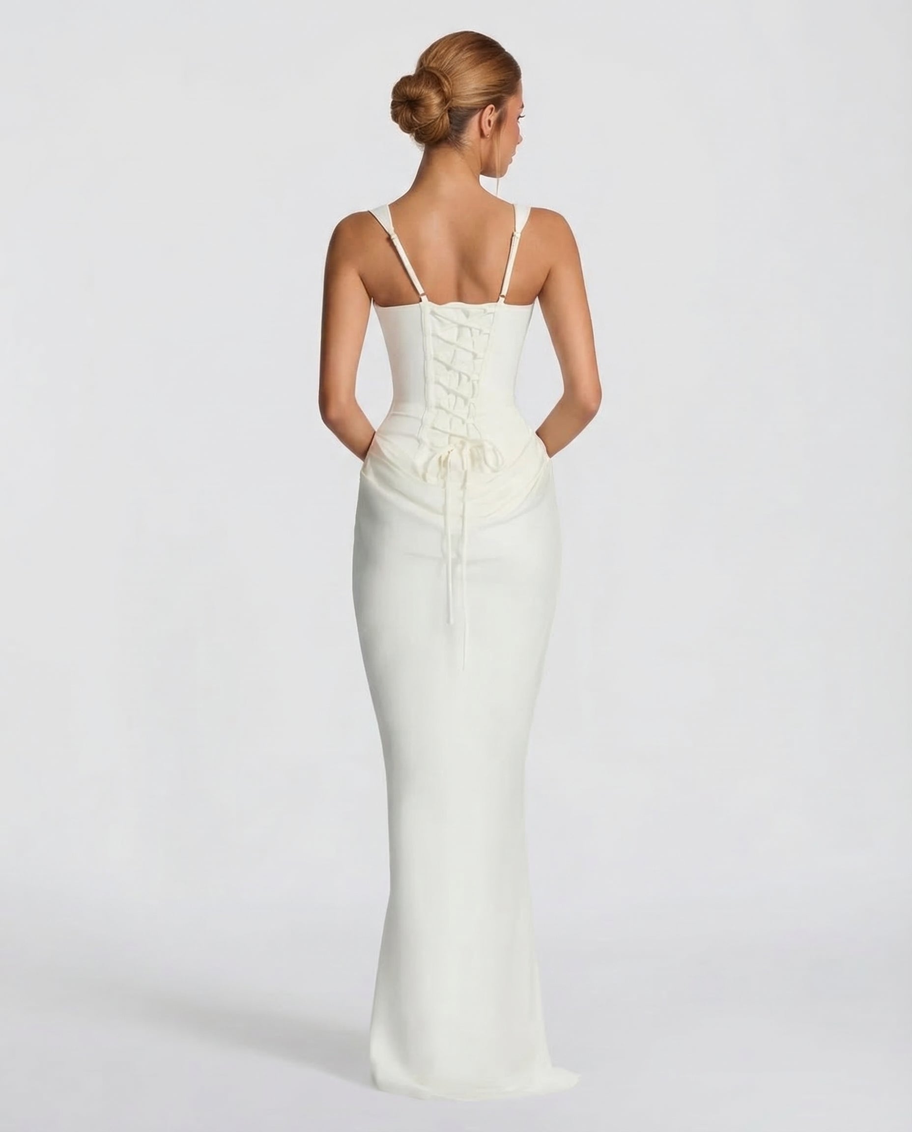 Elyndoria - Robe maxi femme moulante effet sablier élégante et satinée