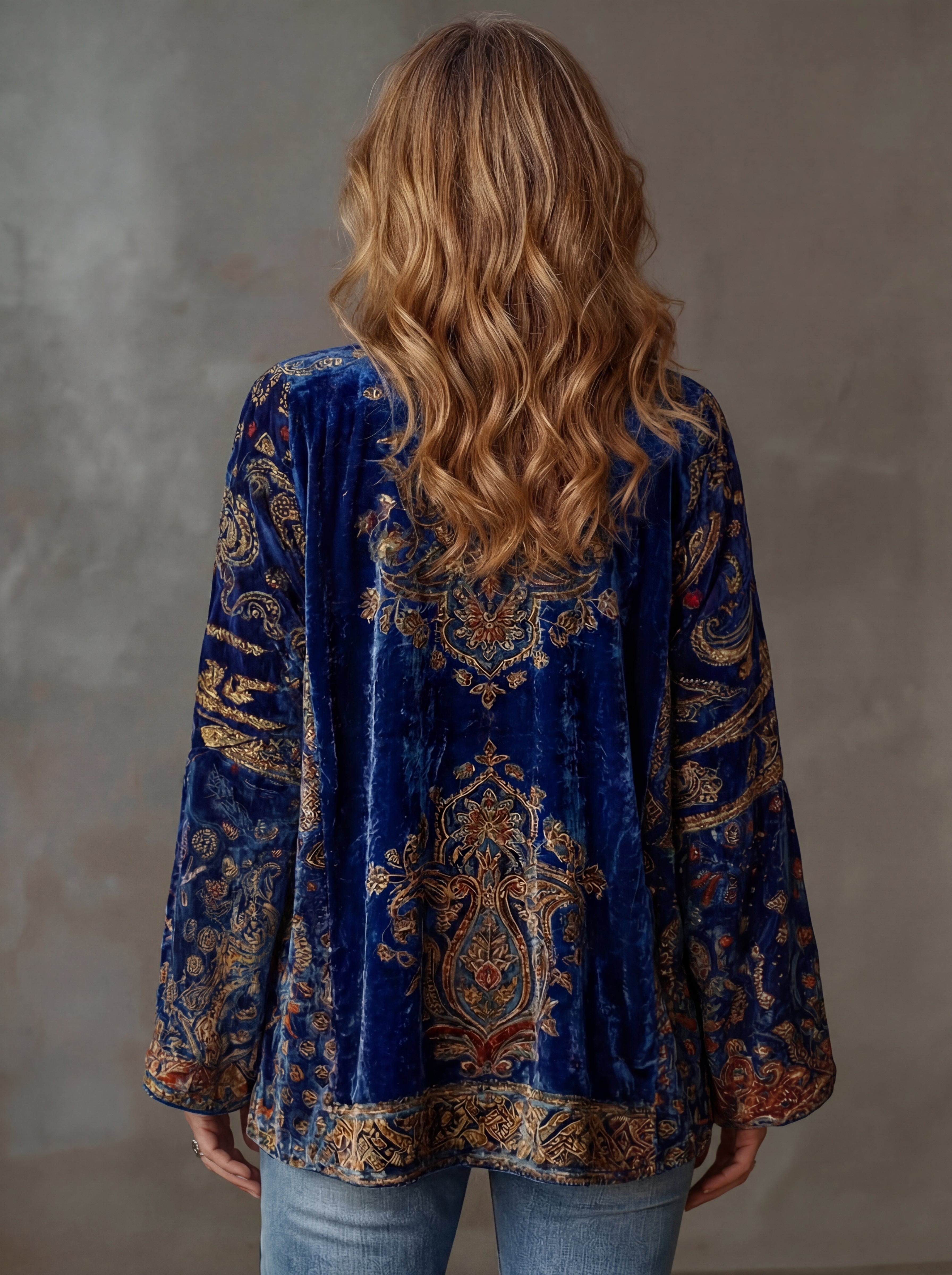 Ariana - Veste Kimono Femme Fluide Motif Bohème Brodé Style Élégant