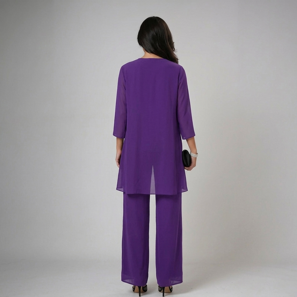 Ixalisse - Ensemble pantalon femme élégant trois pièces fluide et raffiné