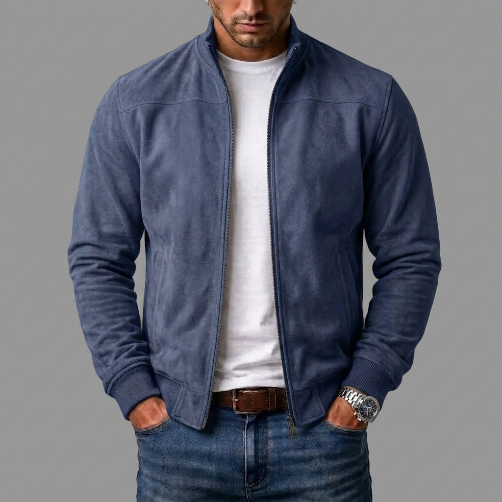 Jules - Blouson homme effet daim avec fermeture zippée